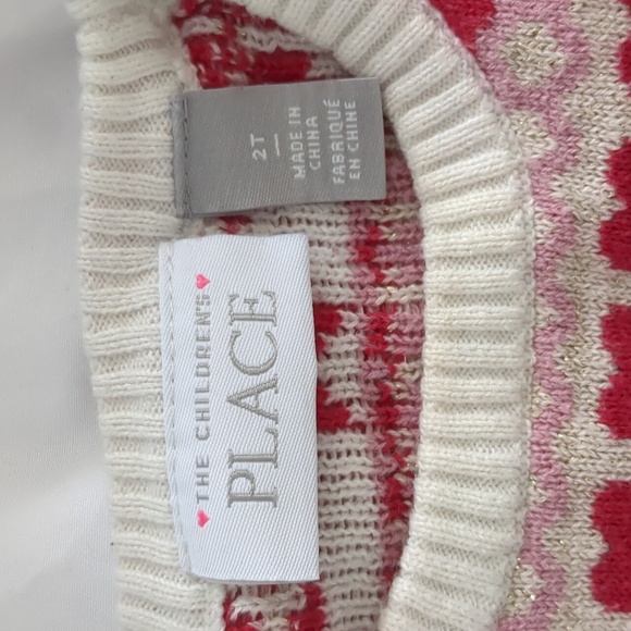 🧸4/10$🧸The Children's Place Girls Red White Sweater dress pingouin size 2T - Picture 3 of 8